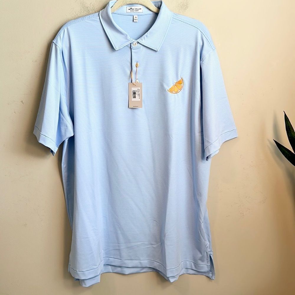 Peter Millar Light Blue Polo with Orange Slice Embroidery NO TAGS